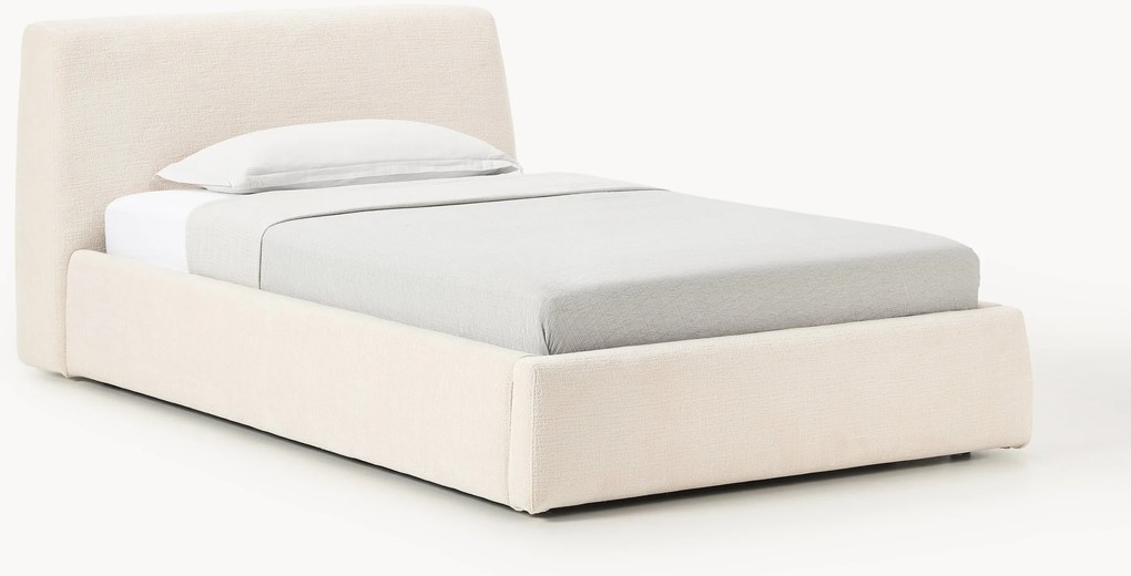 Cama de solteiro estofada com arrumação Cloud