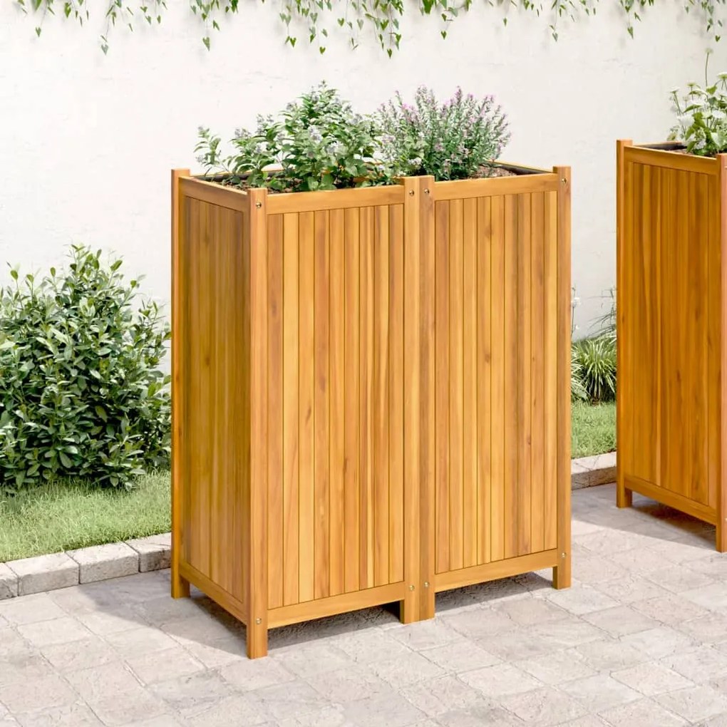 Vaso/floreira de jardim com forro 84x42x100 cm acácia maciça