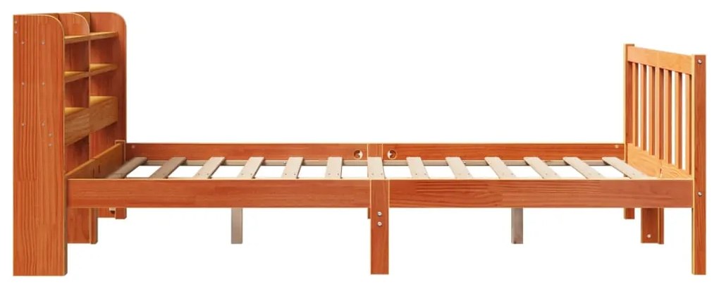 Estrutura cama c/ cabeceira 120x200cm pinho maciço castanho-mel