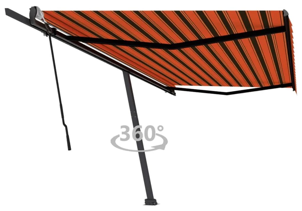 vidaXL Toldo retrátil manual independente 500x300cm laranja e castanho