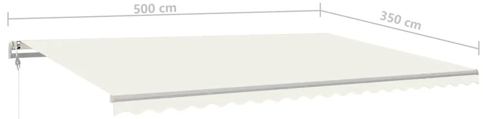 Toldo retrátil manual com postes 5x3,5 m cor creme