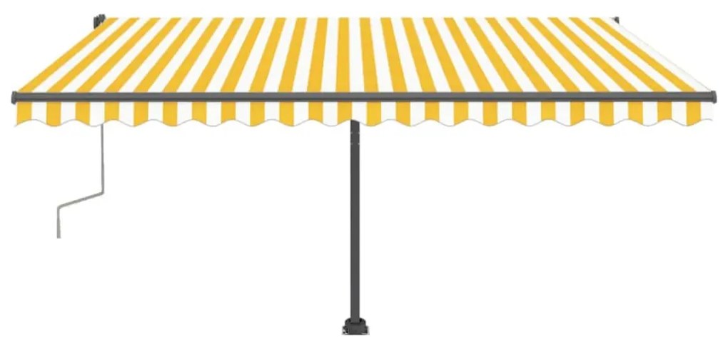 Toldo retrátil manual com LED 400x300 cm amarelo e branco