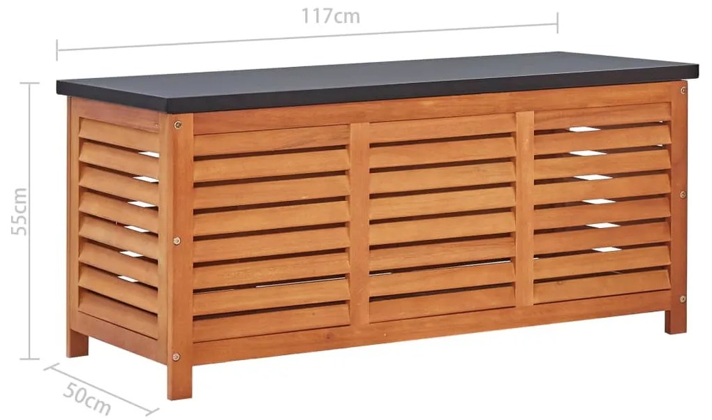 Caixa arrumação p/ jardim 117x50x55 cm madeira eucalipto maciça
