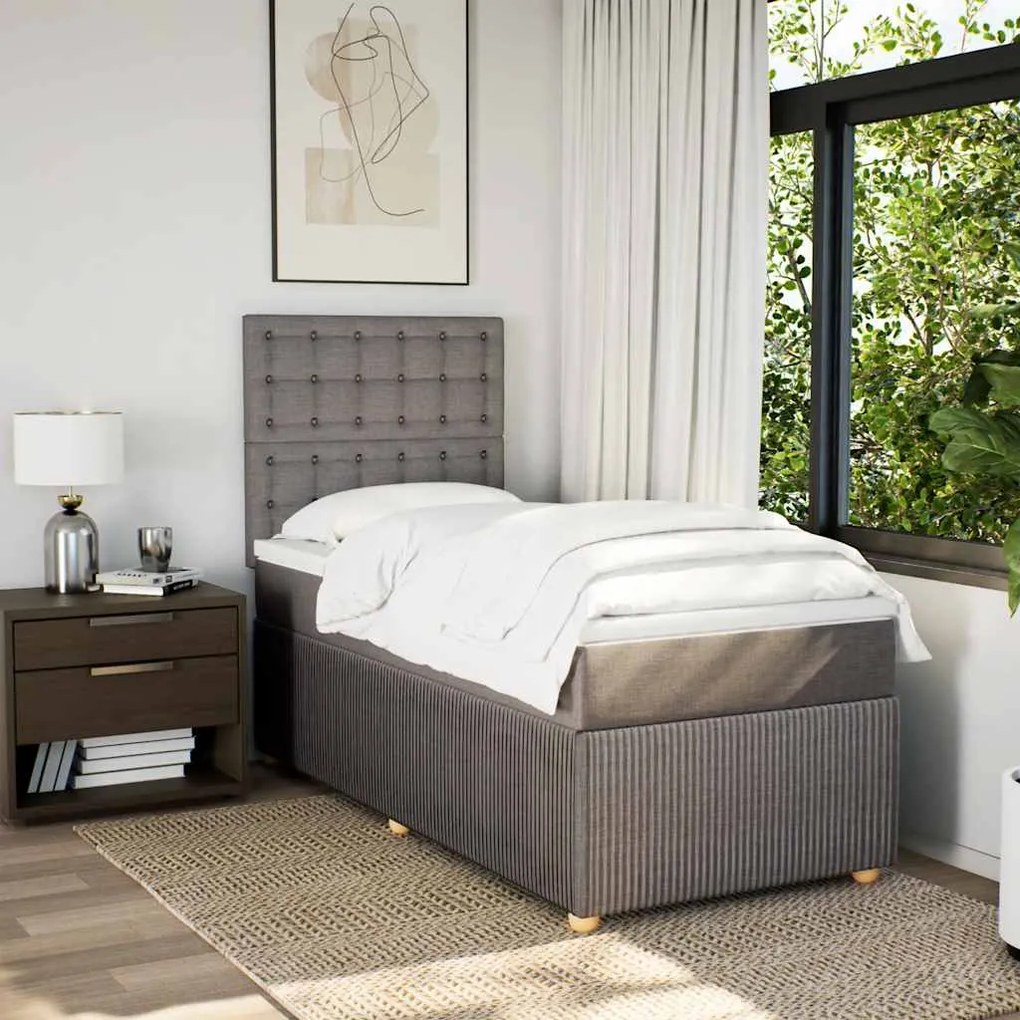 Cama com molas/colchão 90x190 cm tecido castanho-acinzentado