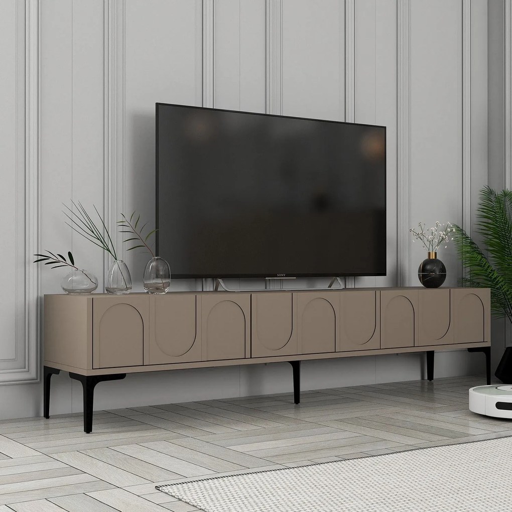 Móvel de TV "Lyon" – 180x42x35 cm – Taupe e Preto - Design Moderno