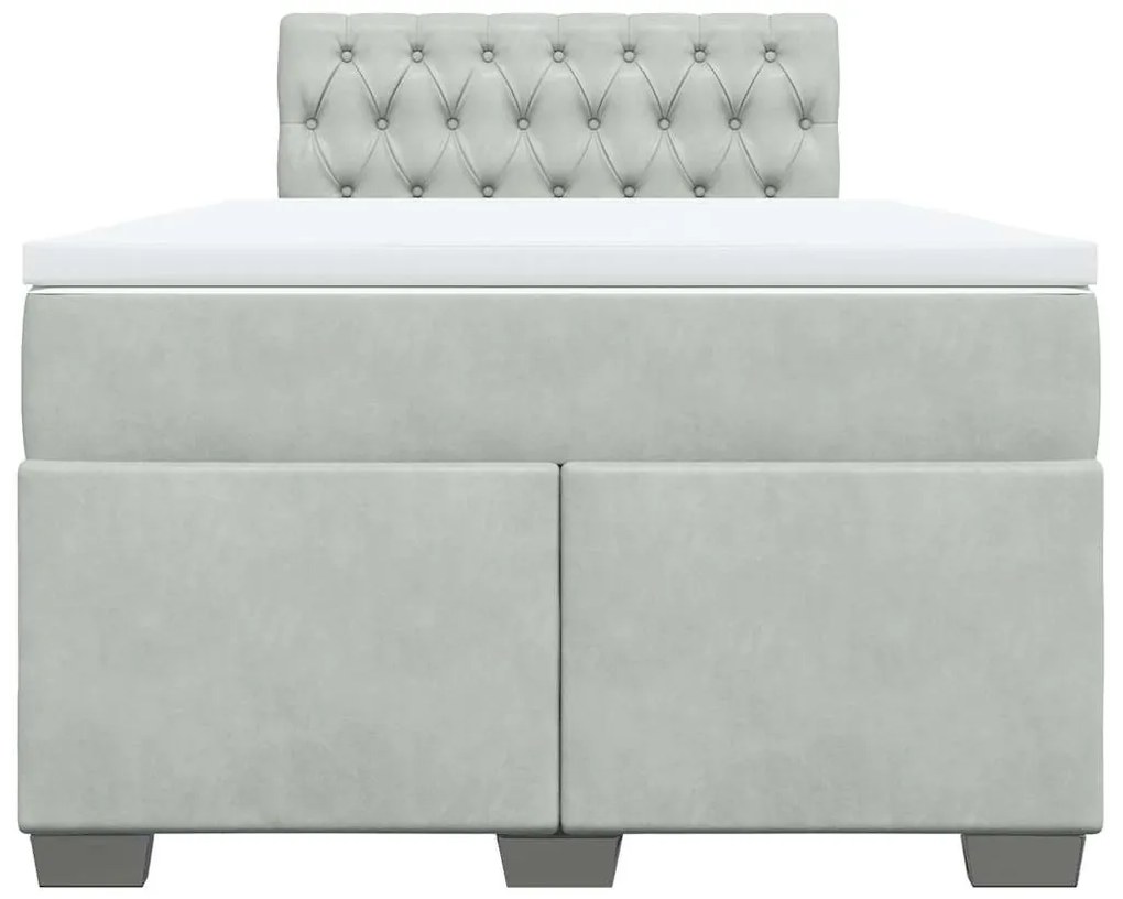 Cama boxspring com colchão 120x190 cm veludo cinzento-claro