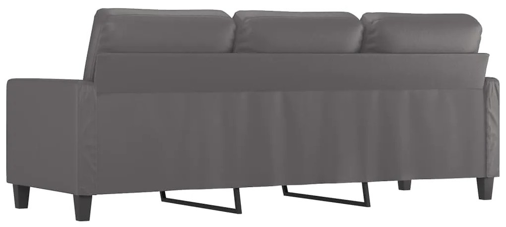 Sofá de 3 lugares 180 cm couro artificial cinza