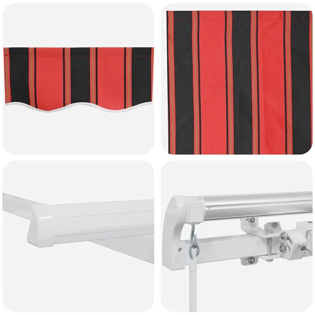 Toldo Retrátil Riscas Manual Laranja e Marrom 350 x 250 cm tecido