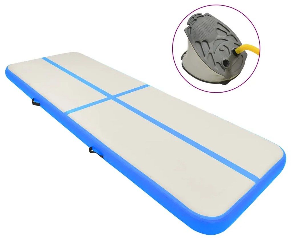 Colchão de ginástica insuflável c/ bomba 300x100x20 cm PVC azul