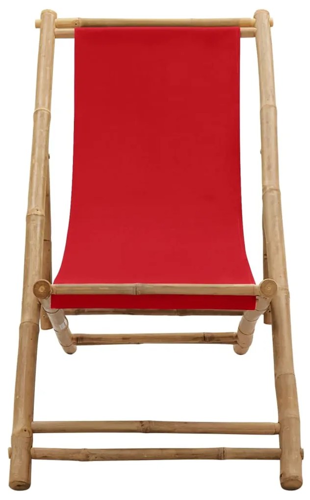 Espreguiçadeira de bambu e lona vermelho