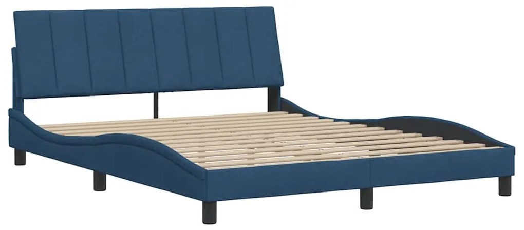 Estrutura de cama sem colchão 160x200 cm tecido azul