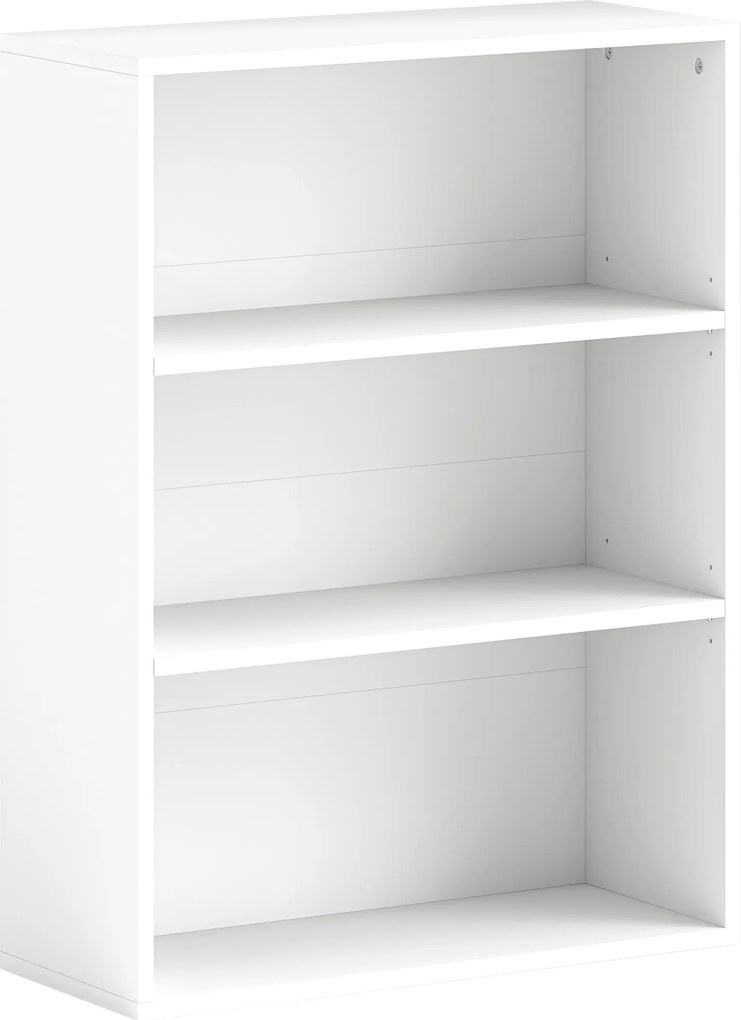 HOMCOM Estante de 3 Níveis Estante para Livros com 2 Prateleiras Ajustáveis para Sala de Estar Escritório Quarto 60x24x80 cm Branco | Aosom Portugal