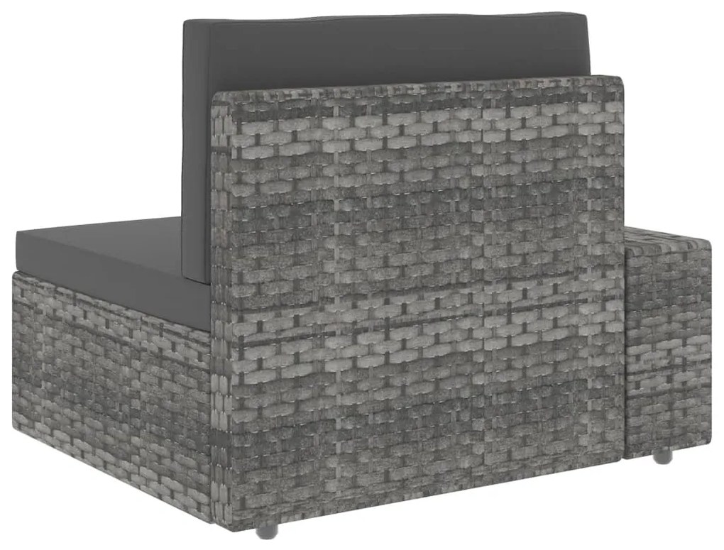 7 pcs conjunto lounge de jardim vime PE cinzento