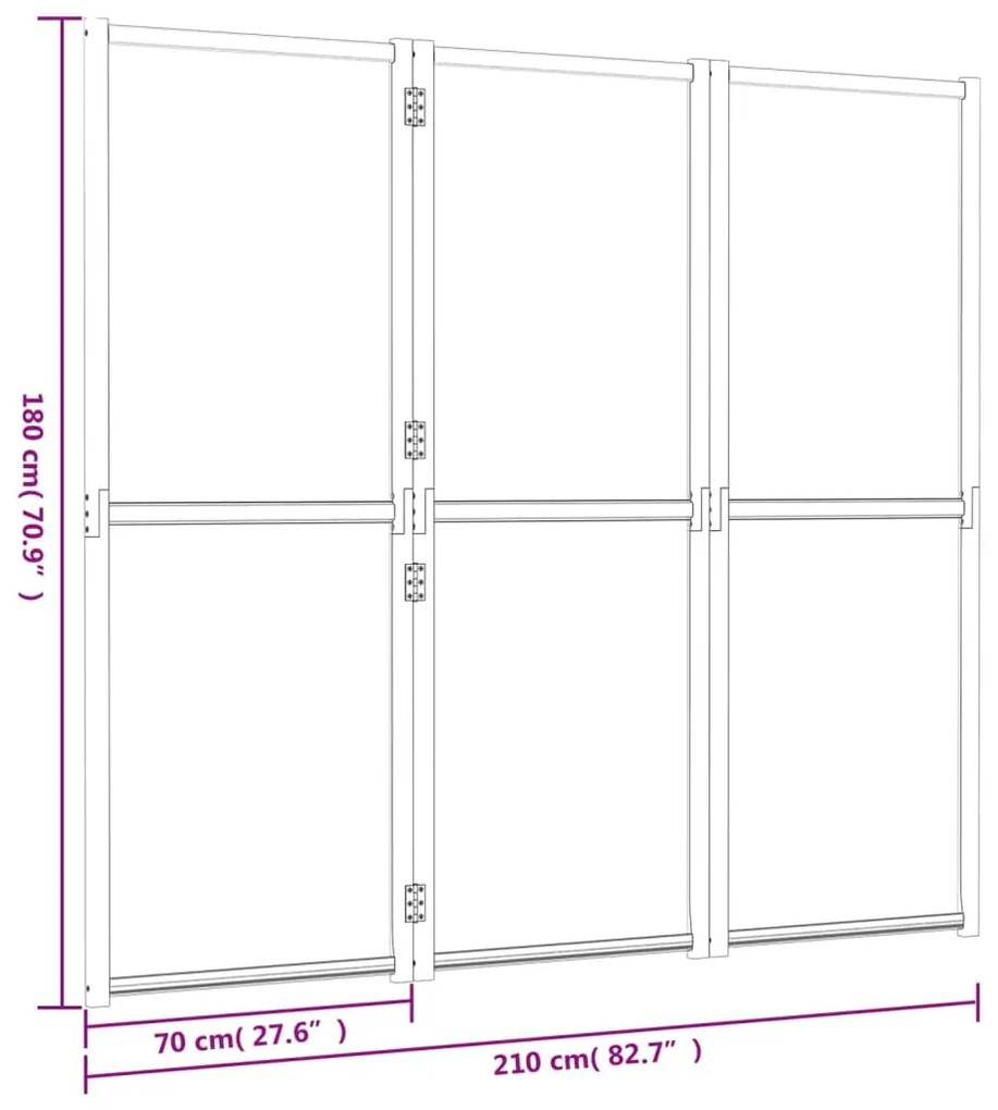 Divisória/biombo com 3 painéis 210x180 cm preto