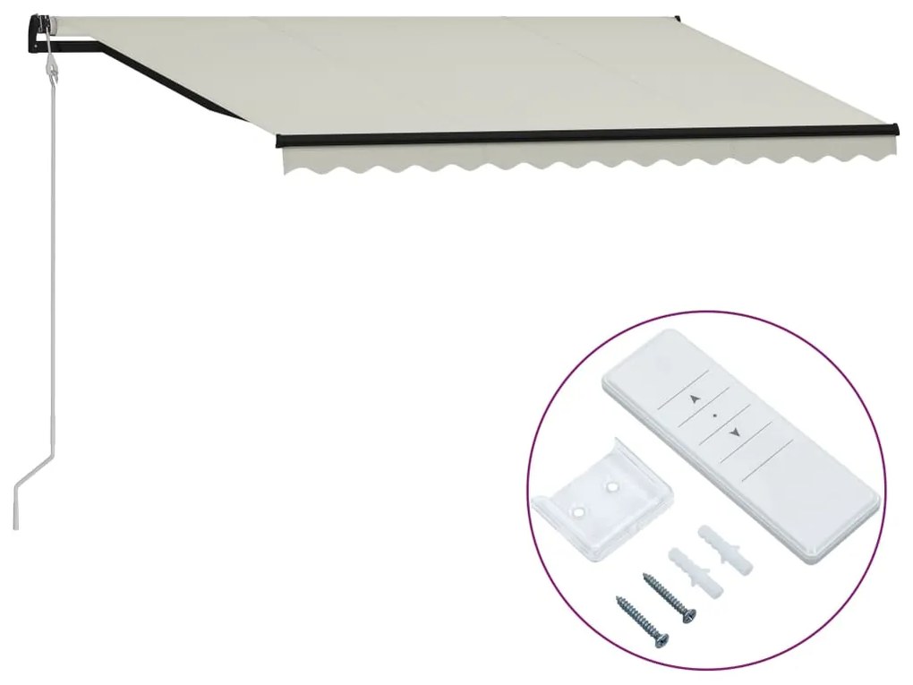 vidaXL Toldo retrátil automático 400x300 cm cor creme