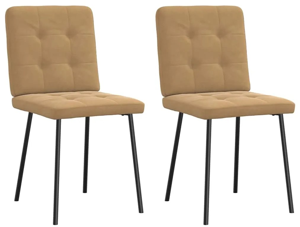 Cadeiras de jantar 2 pcs veludo castanho