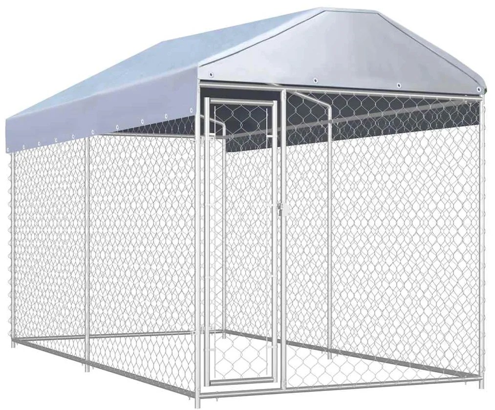 Canil de exterior com toldo 382x192x225 cm
