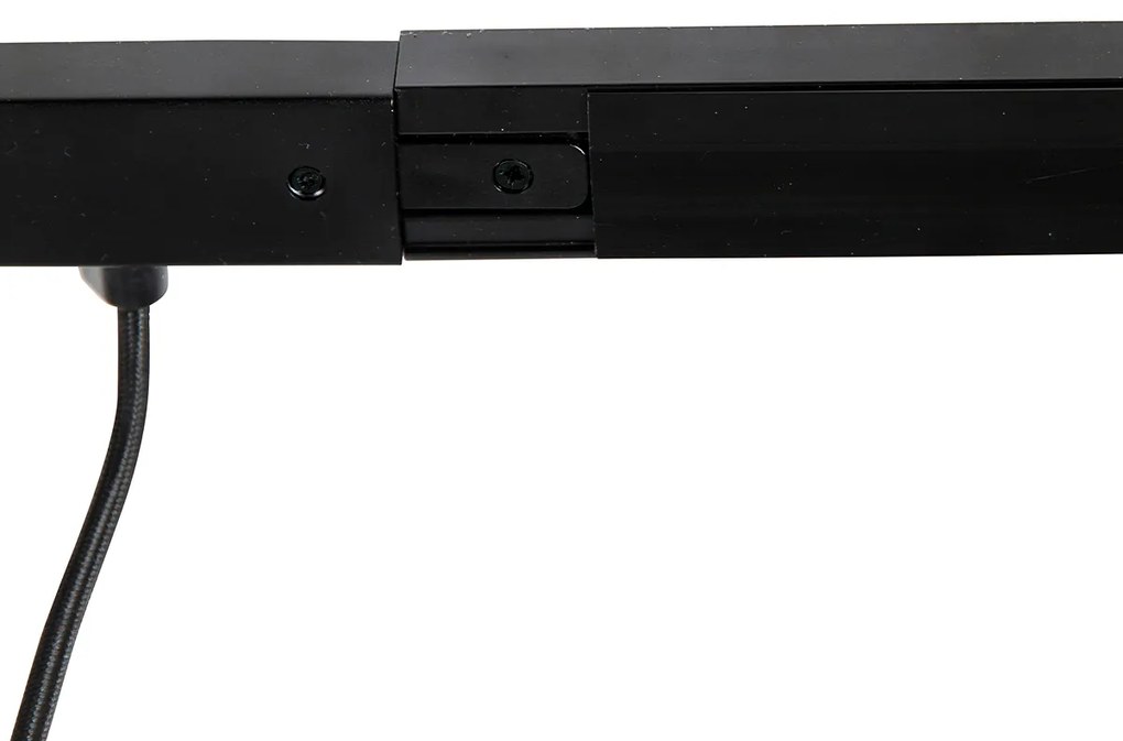 Sistema ferroviário monofásico preto com 4 focos e fonte de alimentação I quadrada - Jeana