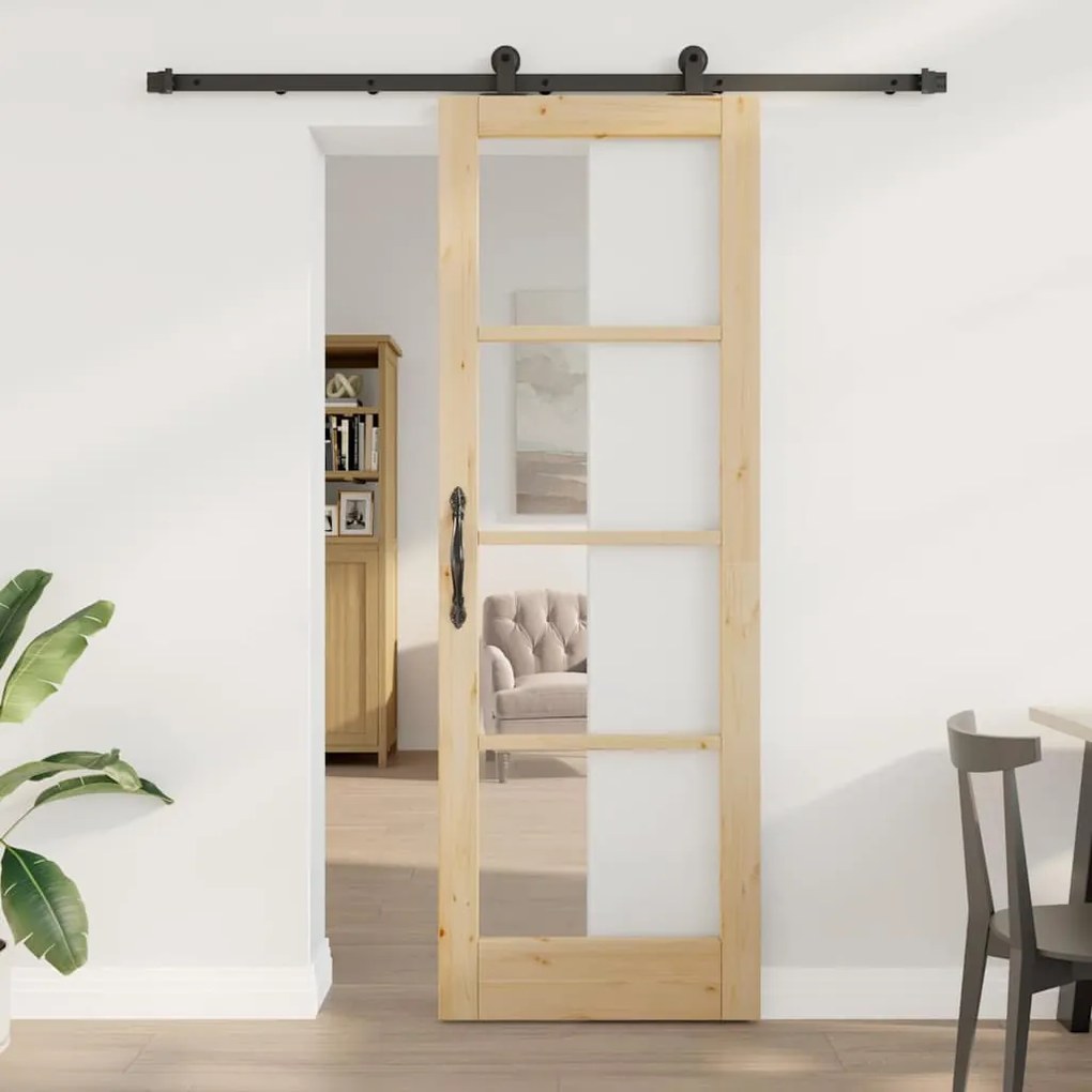 vidaXL Porta Deslizante ORKDAL Castanho 73,5 x 211 cm Madeira e metal