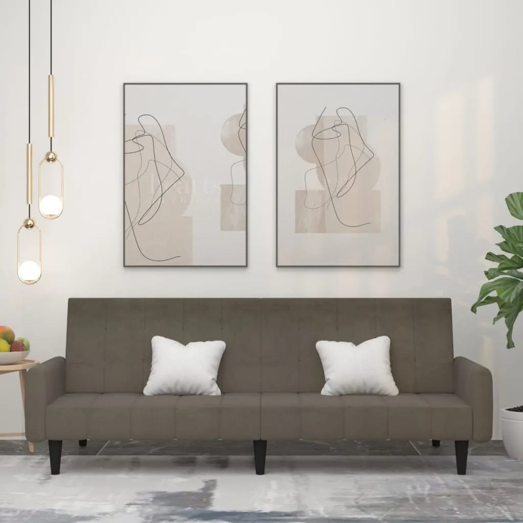 340668 vidaXL Sofá-cama de 2 lugares tecido microfibra cinzento-escuro