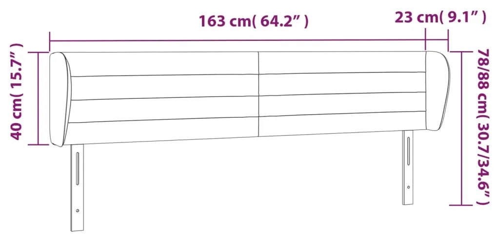 Cabeceira de cama c/ abas veludo 163x23x78/88cm cinzento-escuro
