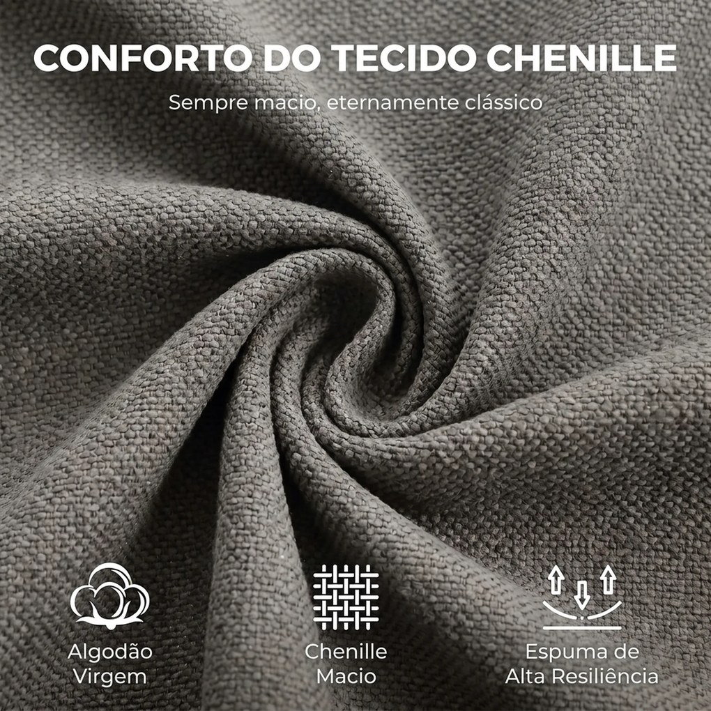 Cadeira de Escritório em Chenille com Rodas Função Basculante Altura Ajustável e Acolchoamento Espesso Cinza