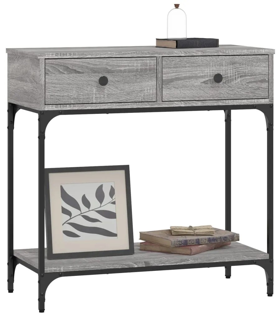 Mesa consola 75x34,5x75 cm derivados de madeira cinzento sonoma