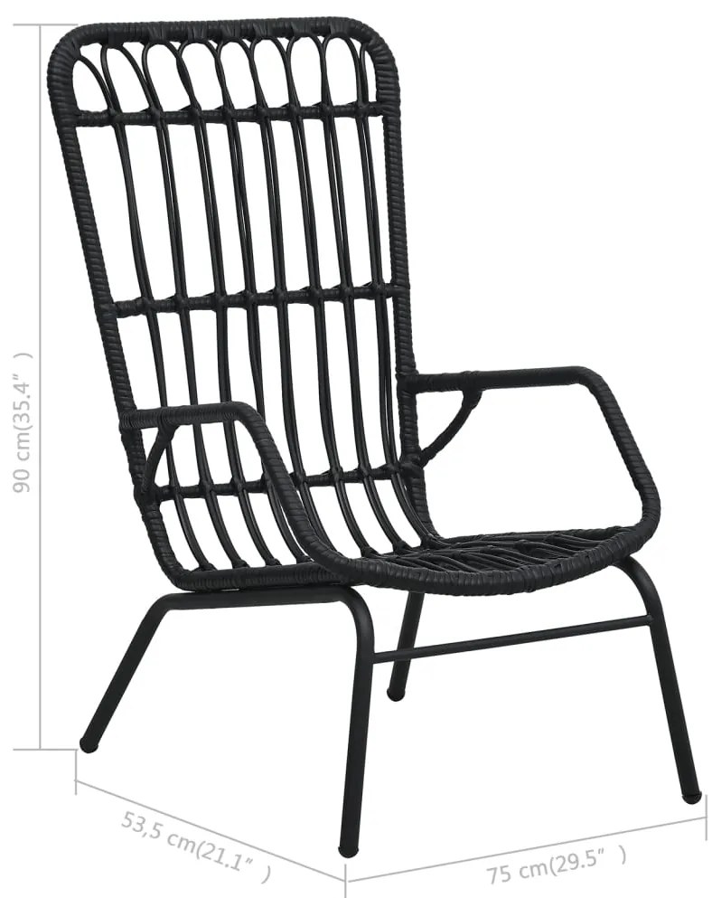 Cadeira de jardim vime PE preto