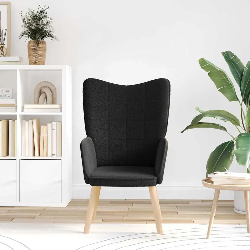 Poltrona Relaxante vidaXL Preto em Tecido Tipo Lã Enrolada