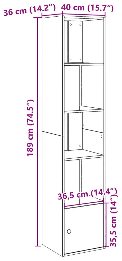 Estante 40x36x189 cm derivados de madeira cinzento sonoma