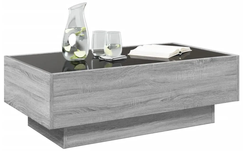 Mesa de centro c/ LEDs 90x50x30 cm derivados de madeira