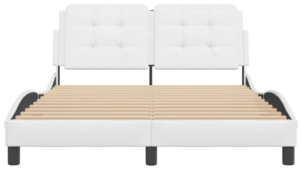 Estrutura cama c/ cabeceira couro artificial 140x190 cm branco