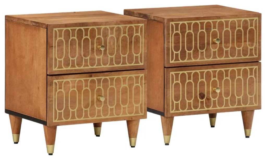vidaXL Mesas de cabeceira 2 pcs 40x33x46 cm madeira mangueira maciça