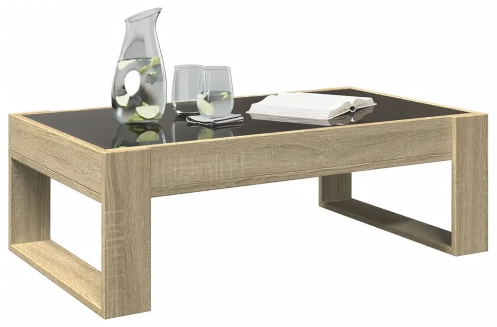 Mesa de centro luzes LED Infinity 90x53x30 cm carvalho sonoma