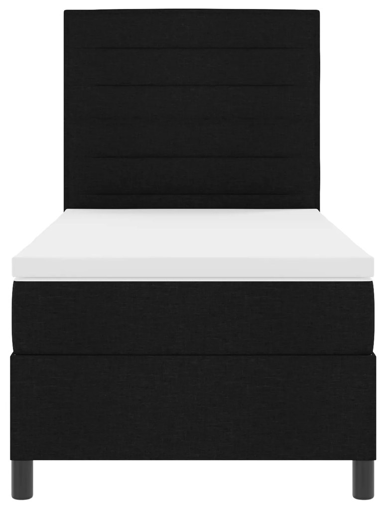 Cama Box Spring com Colchão Preta 80x200 cm Tecido