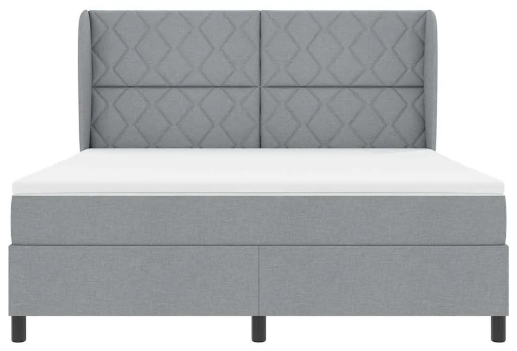 Cama Box com Colchão - Cinza Claro, 180x200 cm, Tecido