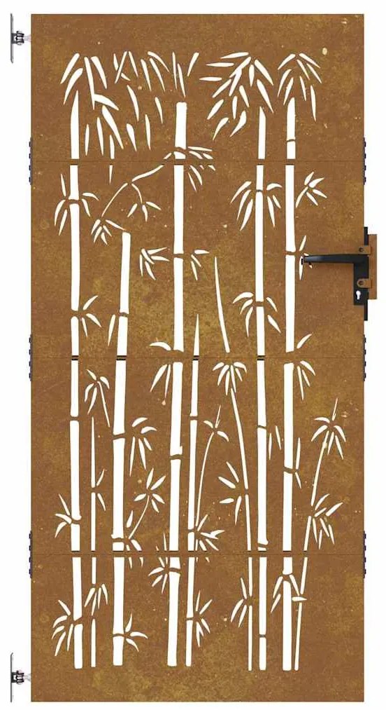 Portão de jardim 85x175 cm aço corten design bambu