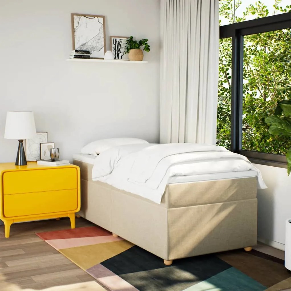 Cama com molas/colchão 80x200 cm tecido cor crème