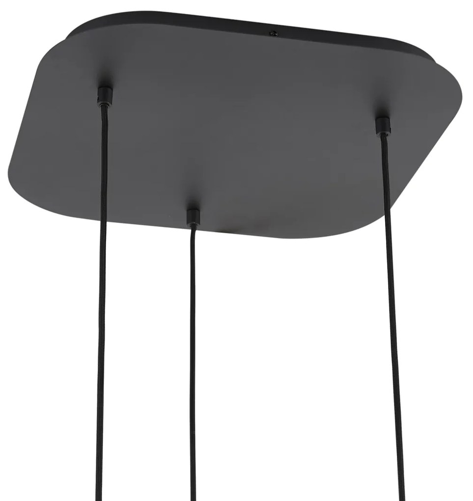 Candeeiro Pendente de Design Preto com Vidro Fumê 3 Luzes - Gus