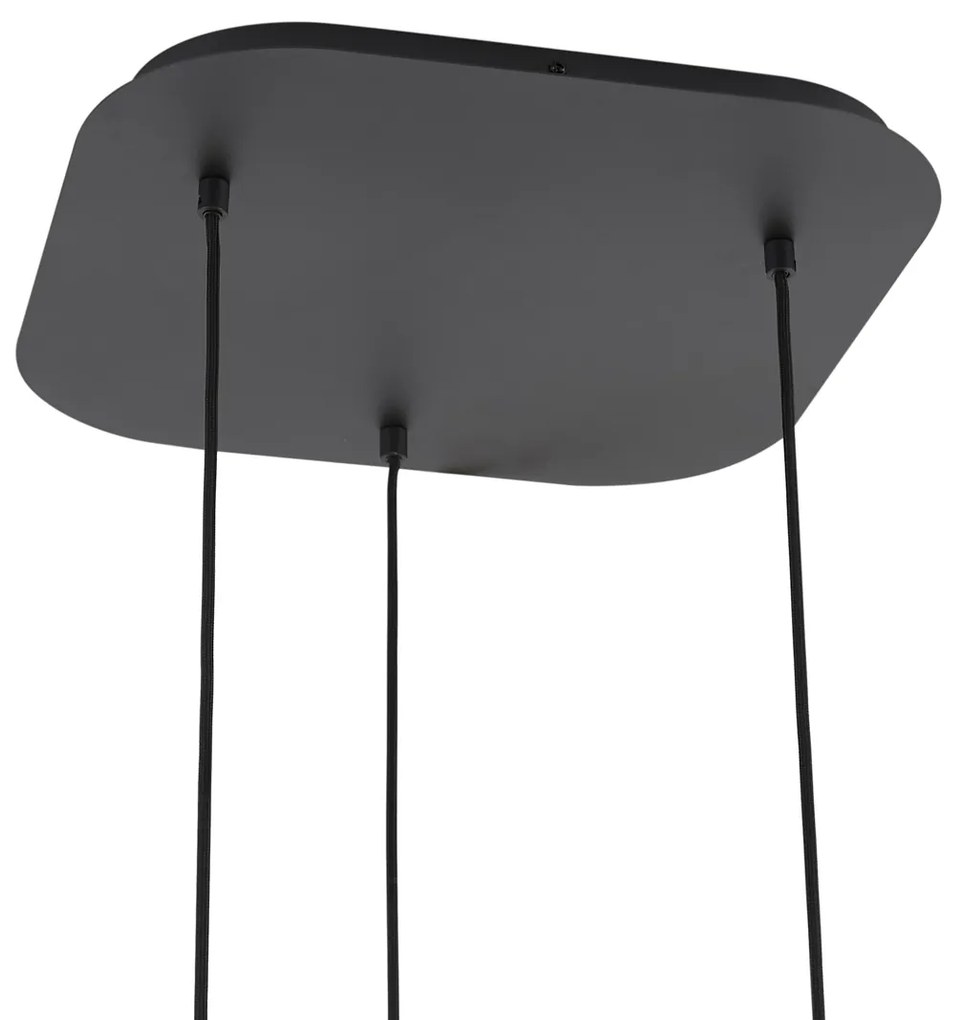 Candeeiro suspenso de design preto com vidro fumado 3-luzes - Gus