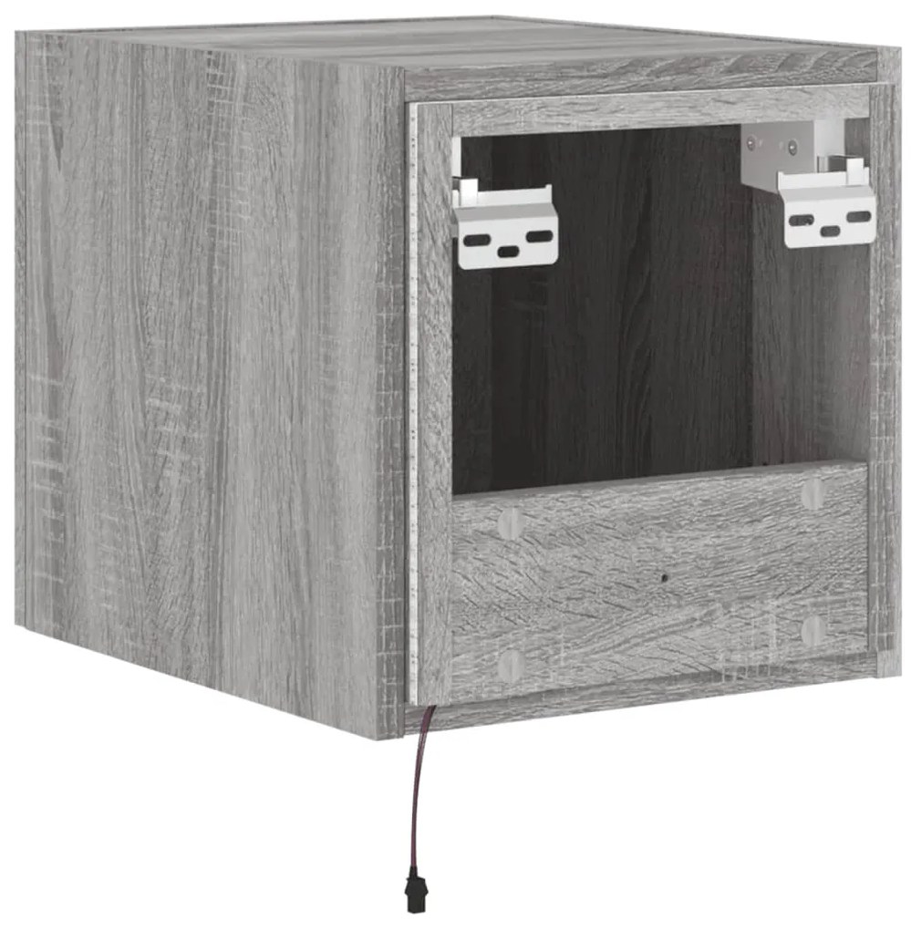 Móvel de parede p/ TV c/ luzes LED 30,5x35x30cm cinzento sonoma