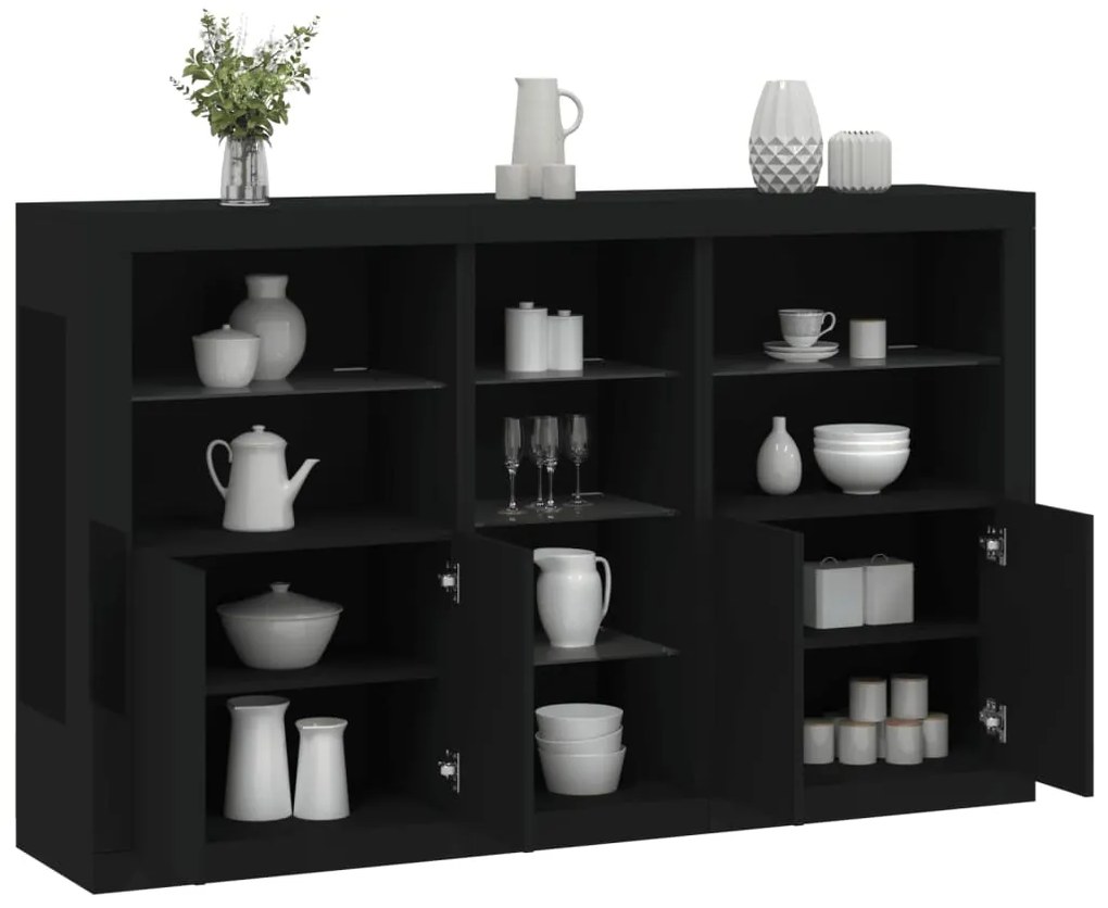 vidaXL Aparador com luzes LED 162x37x100 cm preto