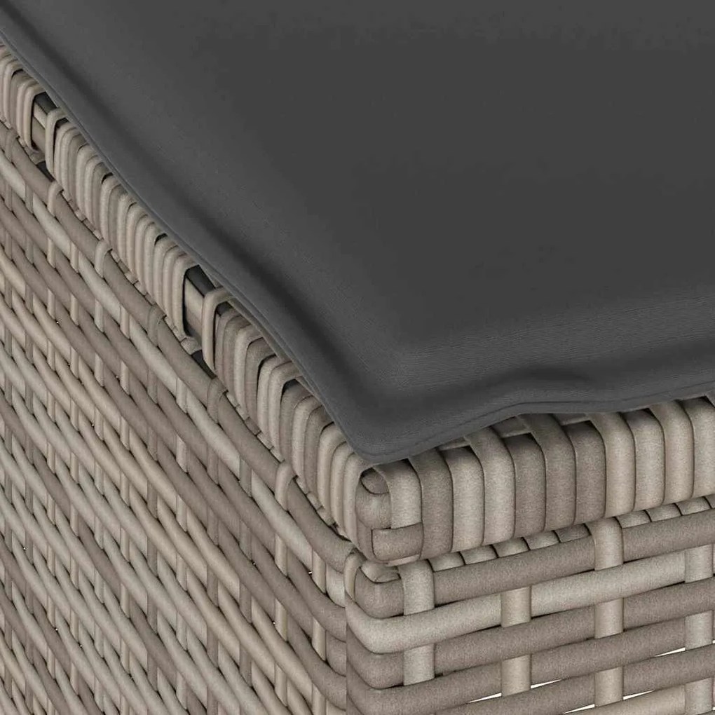 Conjunto de Jantar de Jardim em 3 Peças com Almofadas Cinza em Rattan
