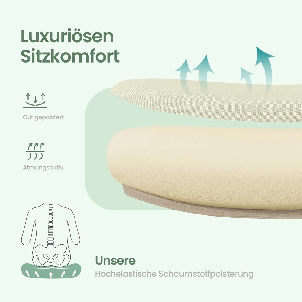 Cadeira de escritório com revestimento em malha e apoio lombar almofadado bege