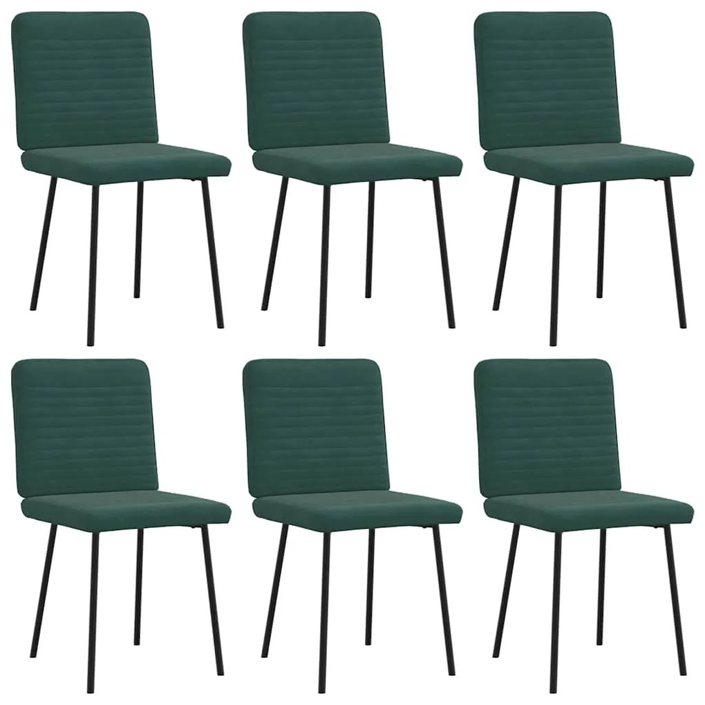 Cadeiras de jantar 6 pcs veludo verde-escuro
