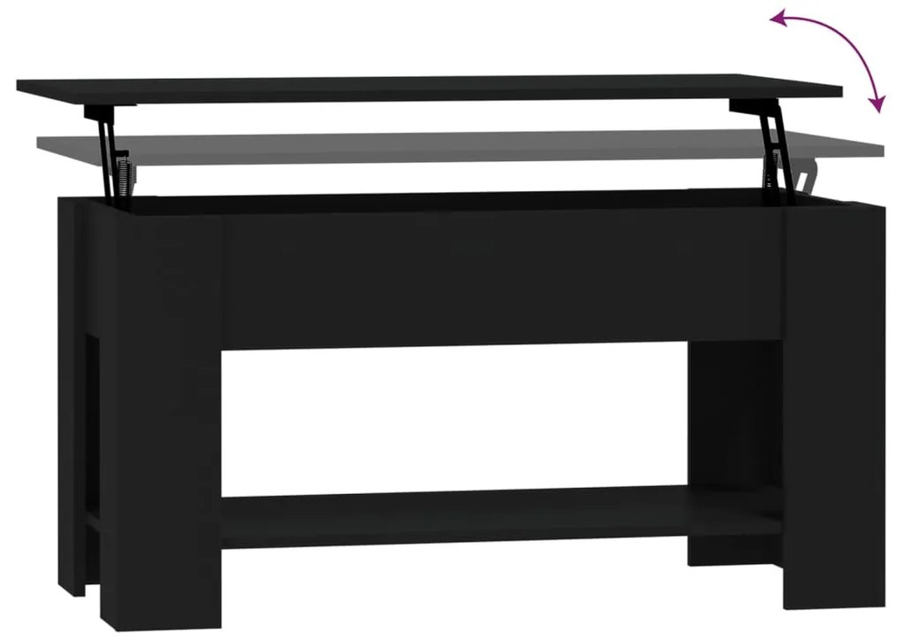 Mesa de centro 101x49x52 cm madeira processada preto