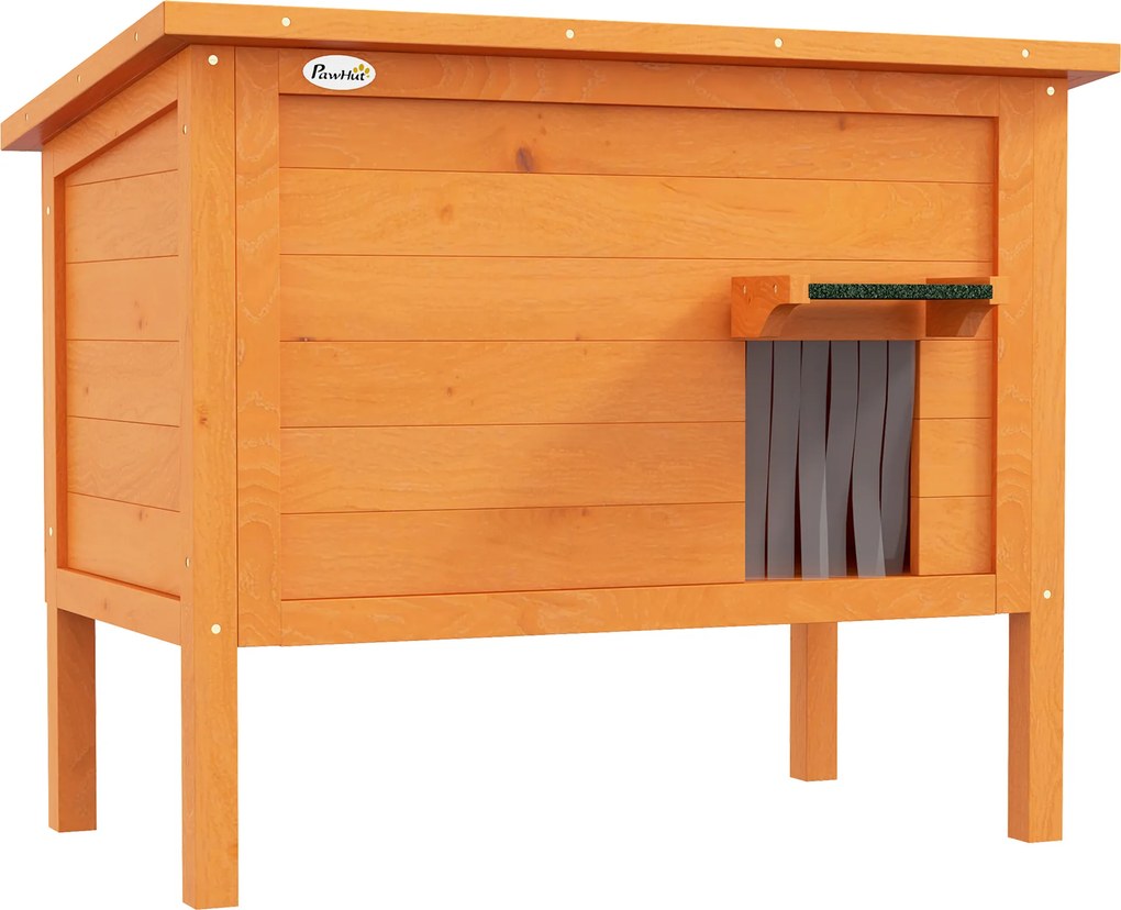 PawHut Casinha para Gatos Exterior-Casinha resistente às intempéries, 1 janela, 1 entrada, 85 x 50 x 68,5 cm, Laranja+Verde | Aosom Portugal