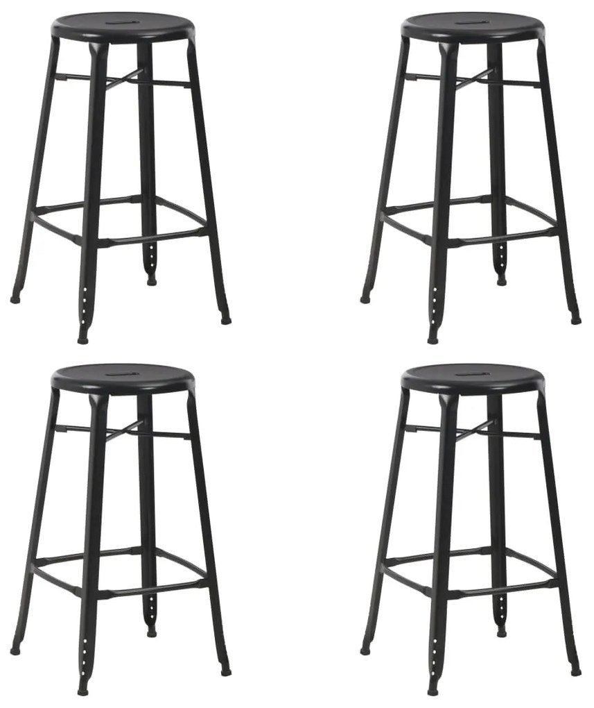 vidaXL Bancos de bar 4 pcs aço preto