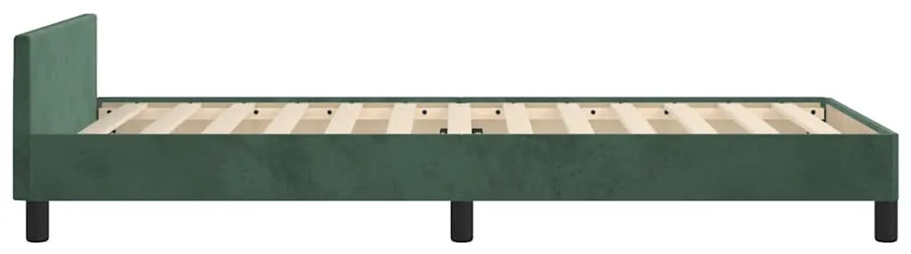 Estrutura de cama sem colchão 80x200 cm veludo verde-escuro