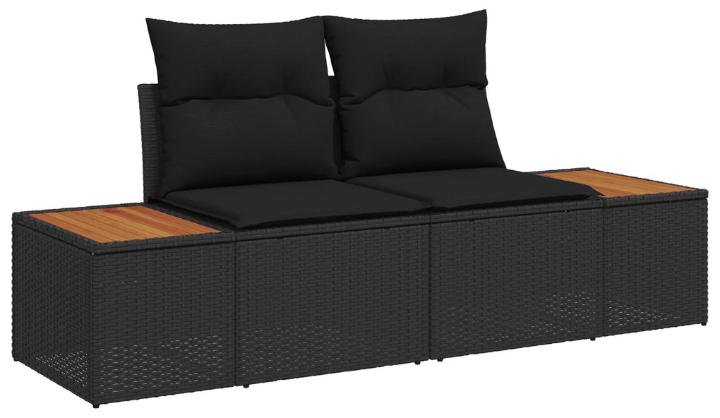 Conjunto de 8 Peças de Sofás de Jardim com Almofadas em Rattan Preto d